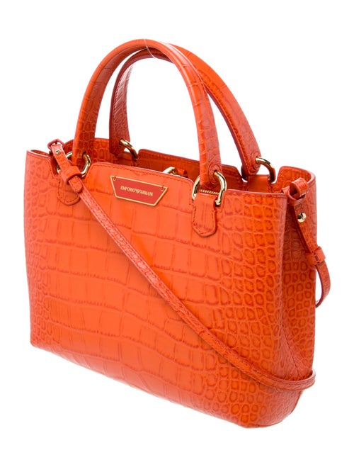 Emporio Armani Embossed Leather Top Handle Bag