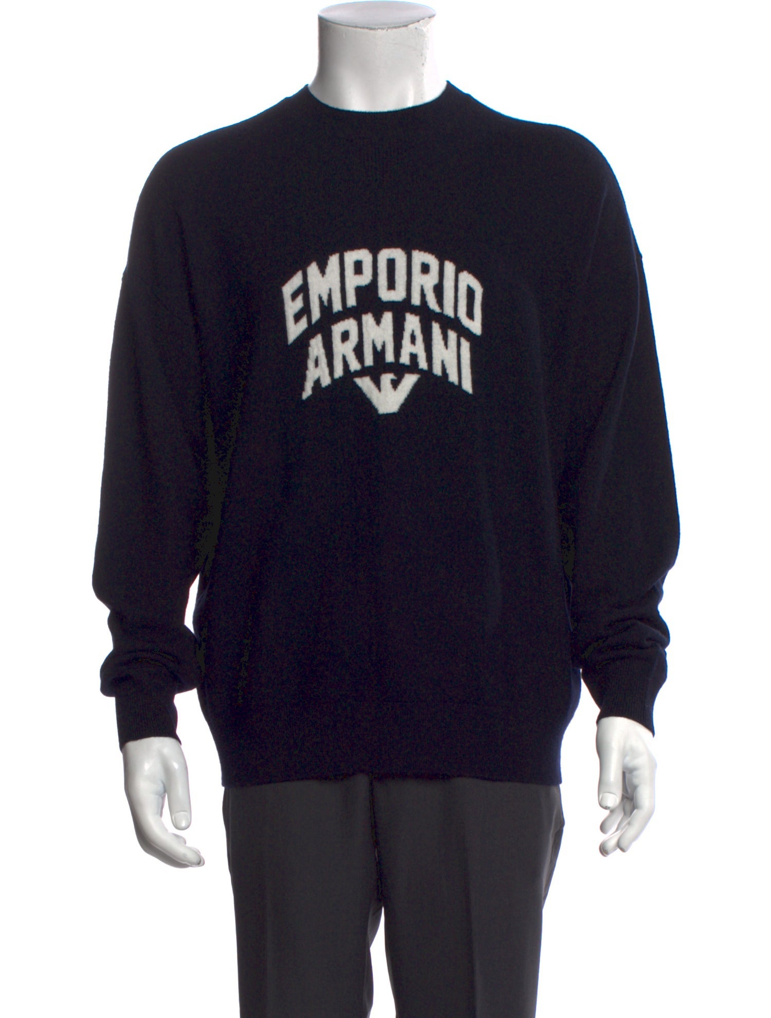 Emporio Armani Virgin Wool Graphic Print Pullover