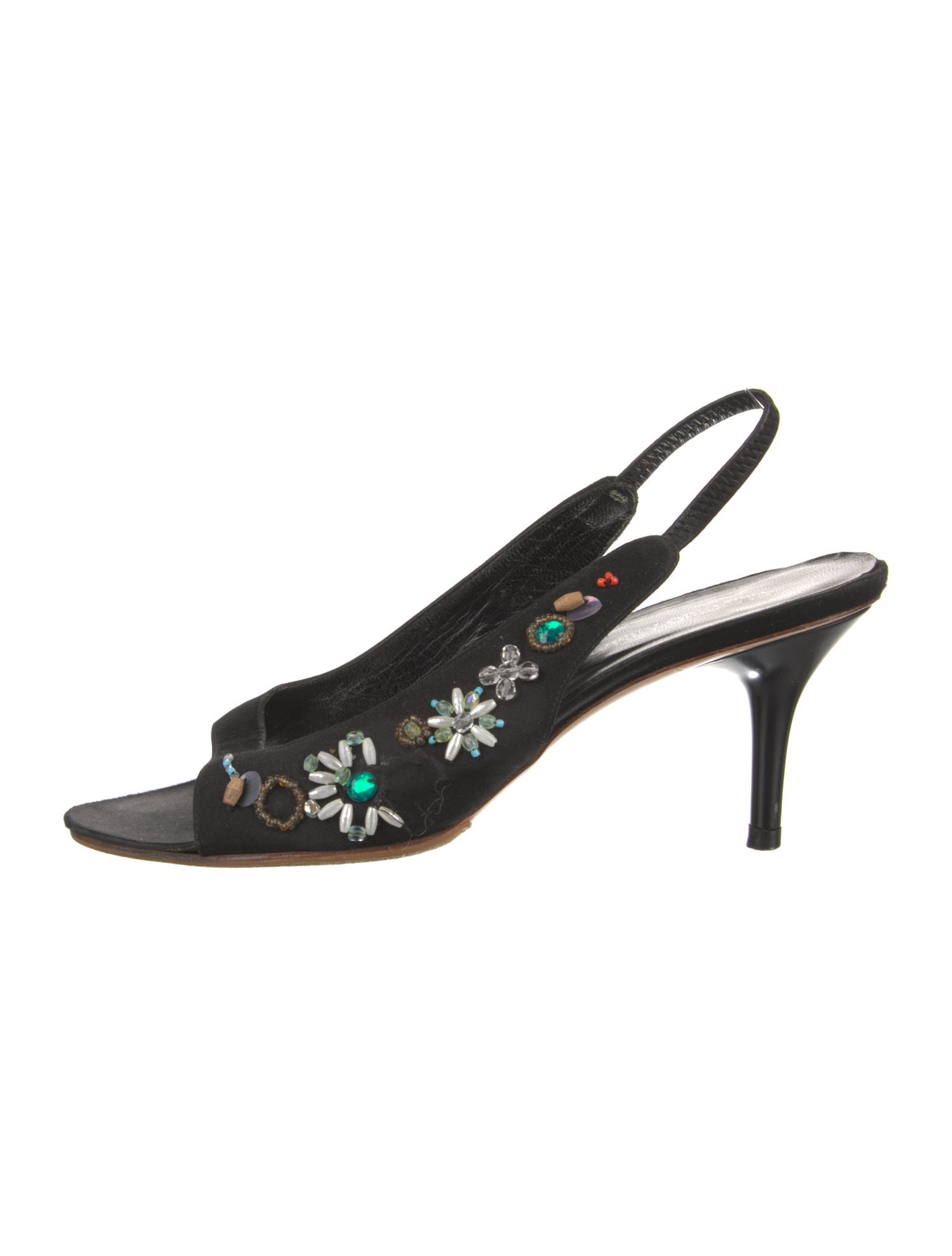 Emporio Armani Suede Beaded Accents Slingback Sandals