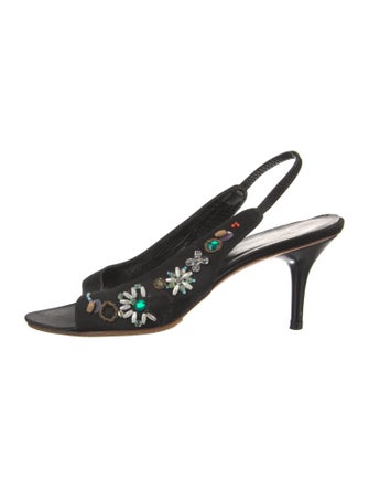 Emporio Armani Suede Beaded Accents Slingback Sandals