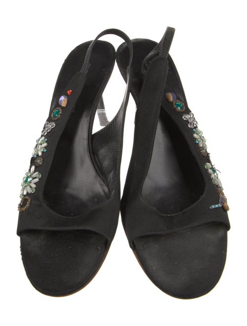 Emporio Armani Suede Beaded Accents Slingback Sandals