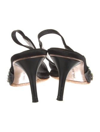 Emporio Armani Suede Beaded Accents Slingback Sandals