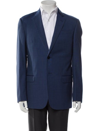 Emporio Armani Virgin Wool Plaid Print Blazer