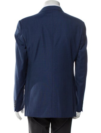 Emporio Armani Virgin Wool Plaid Print Blazer