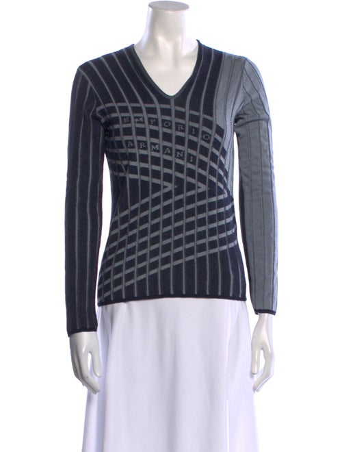 Emporio Armani Plaid Print V-Neck Sweater