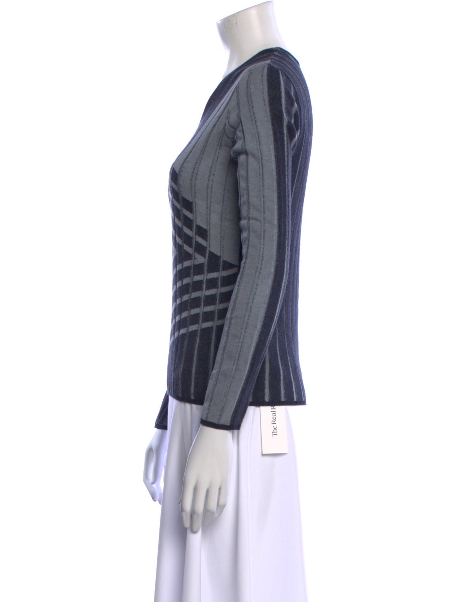 Emporio Armani Plaid Print V-Neck Sweater