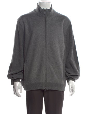 Emporio Armani Virgin Wool Mock Neck Cardigan