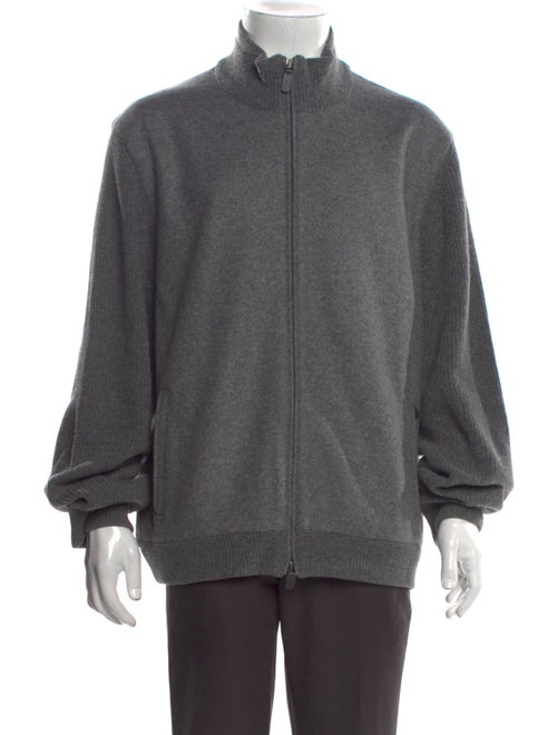 Emporio Armani Virgin Wool Mock Neck Cardigan