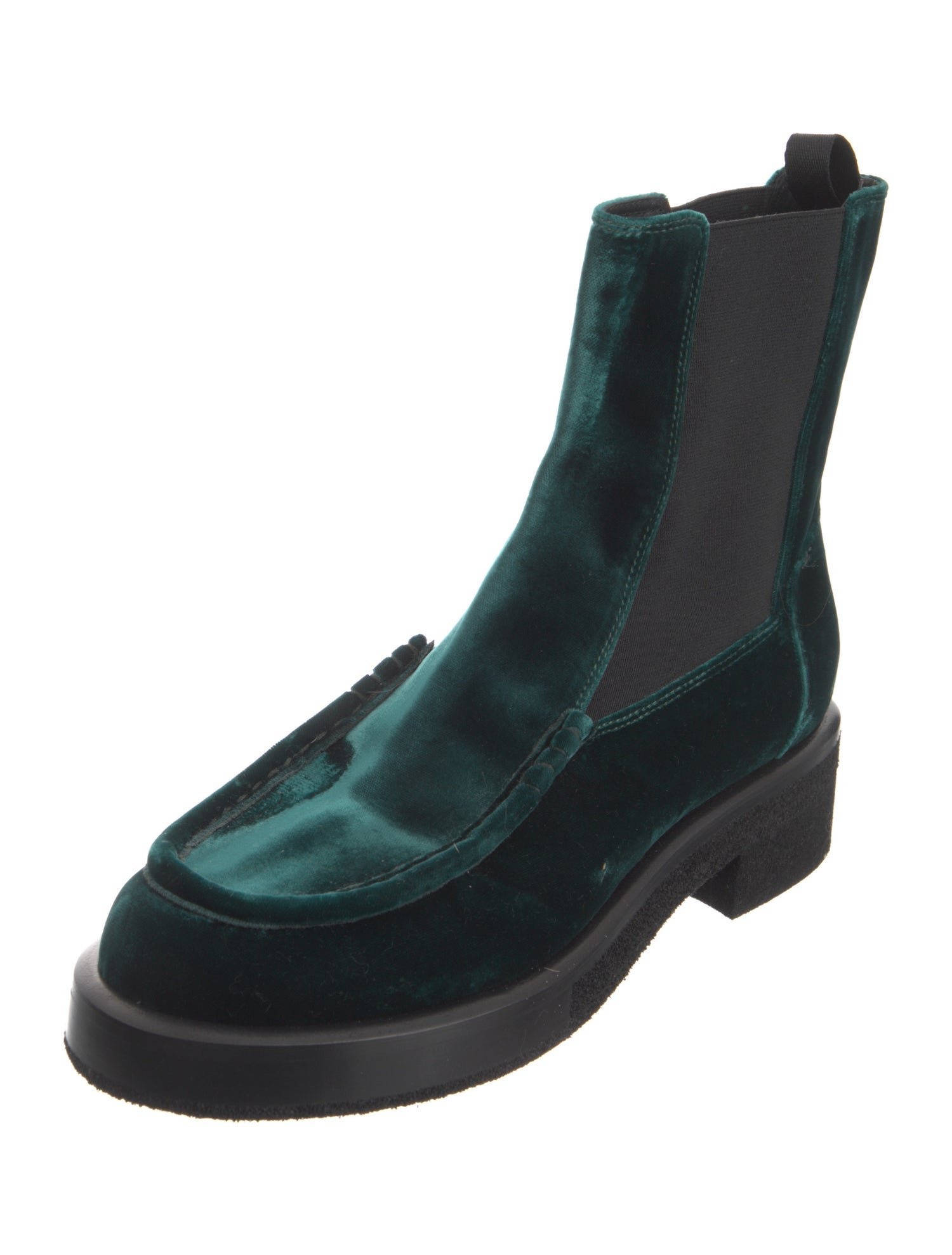 Emporio Armani Velvet Colorblock Pattern Chelsea Boots