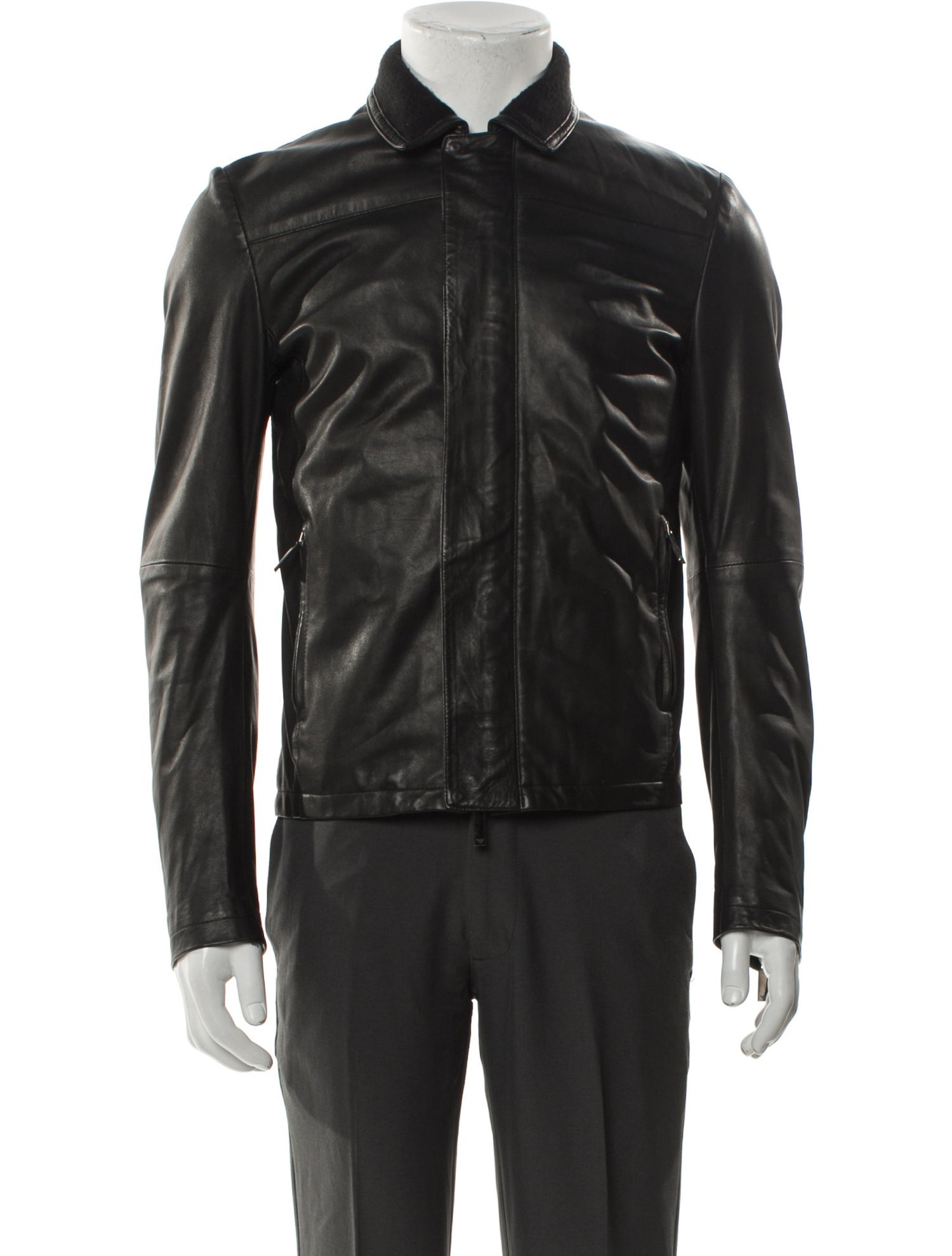 Emporio Armani Lamb Leather Moto Jacket