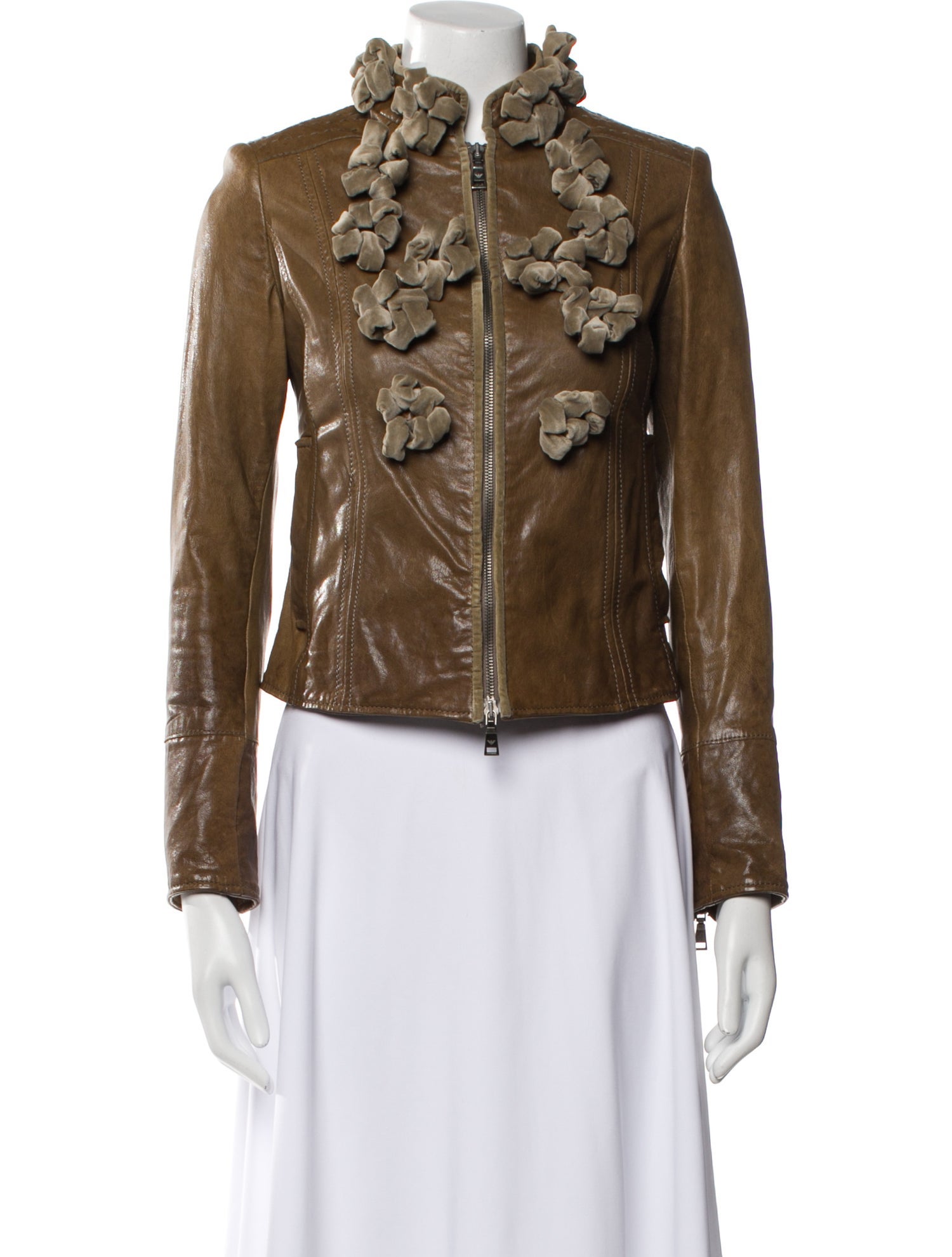 Emporio Armani Leather Printed Biker Jacket