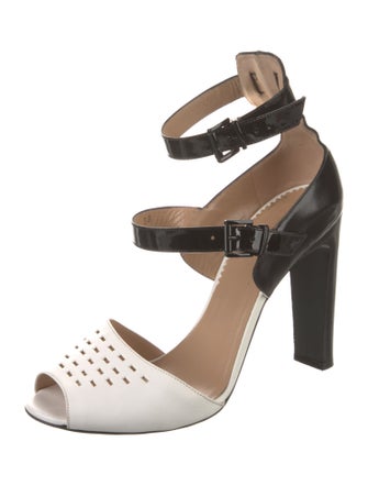 Emporio Armani Patent Leather Lasercut Accents Sandals