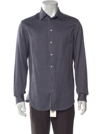 Emporio Armani Plaid Print Long Sleeve Dress Shirt