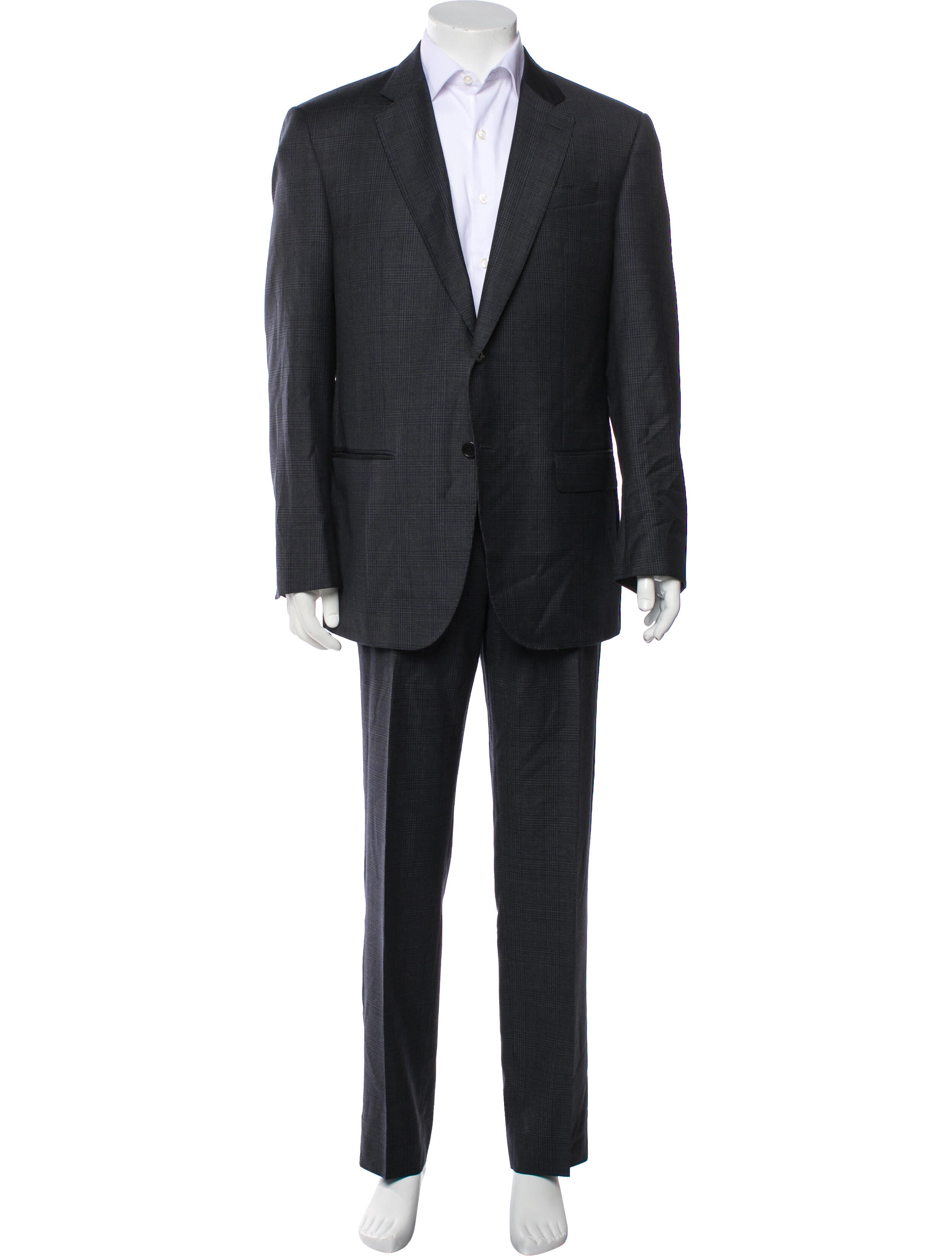 Emporio Armani Virgin Wool Plaid Print Two-Piece Blazer