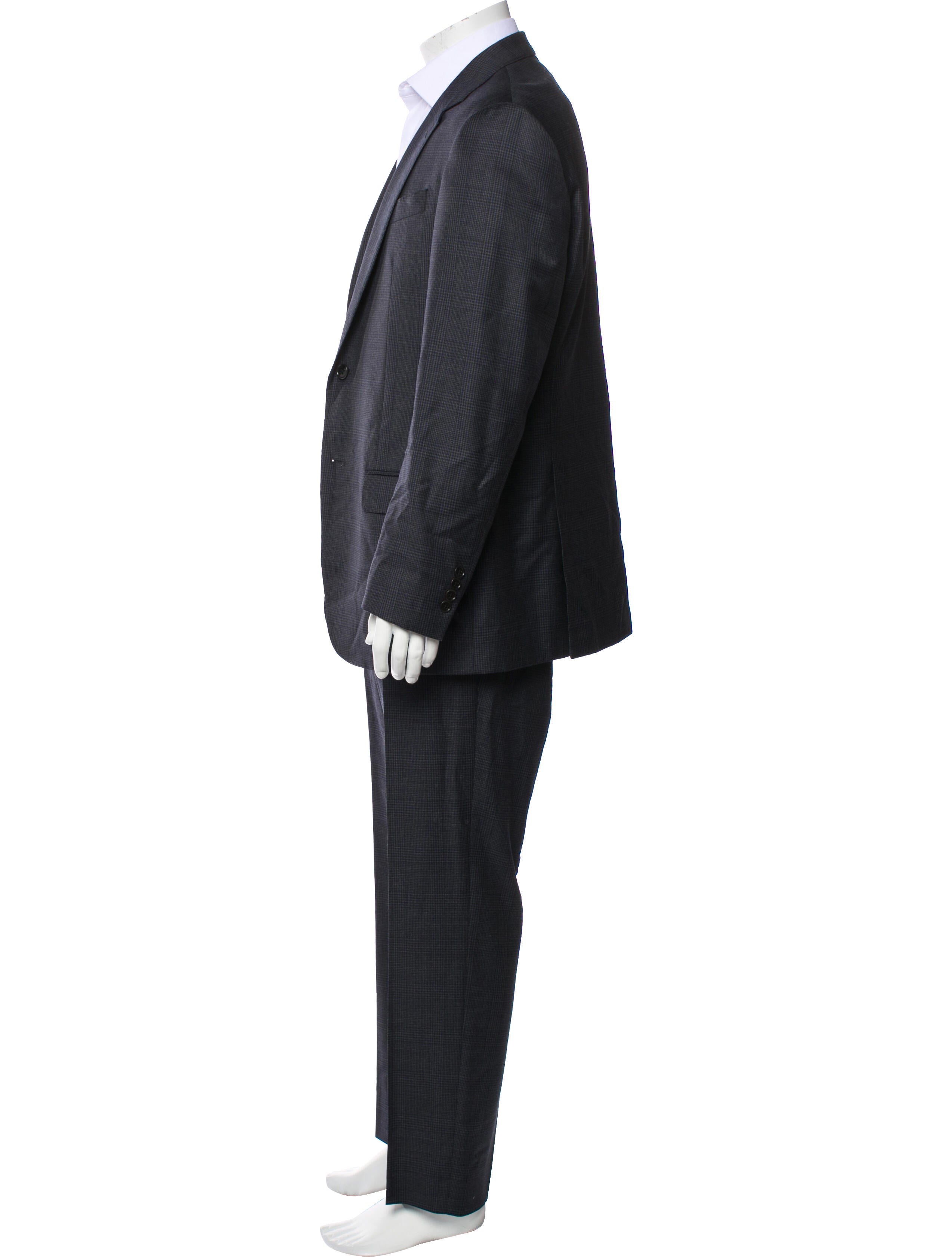 Emporio Armani Virgin Wool Plaid Print Two-Piece Blazer