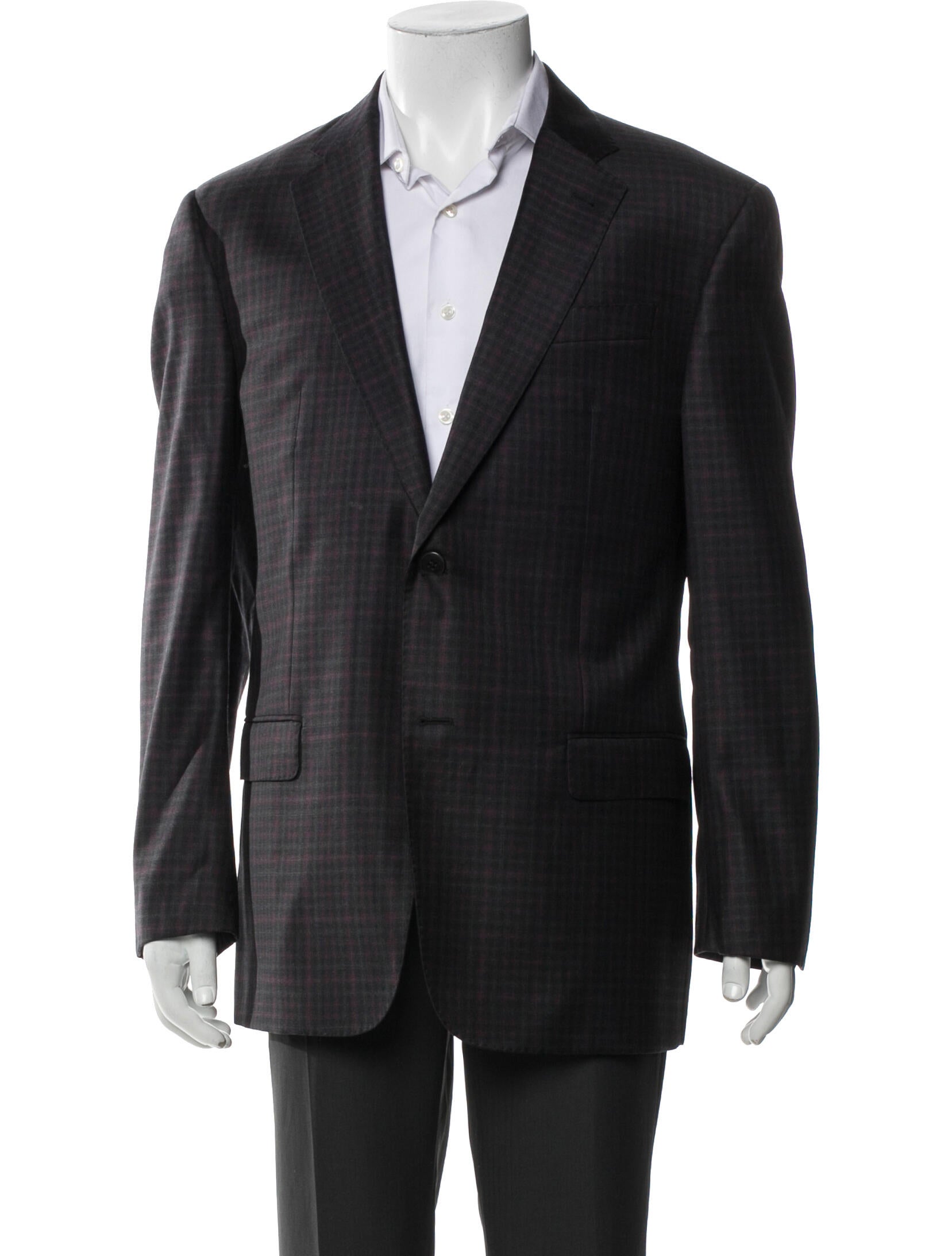 Emporio Armani Virgin Wool Plaid Print Blazer