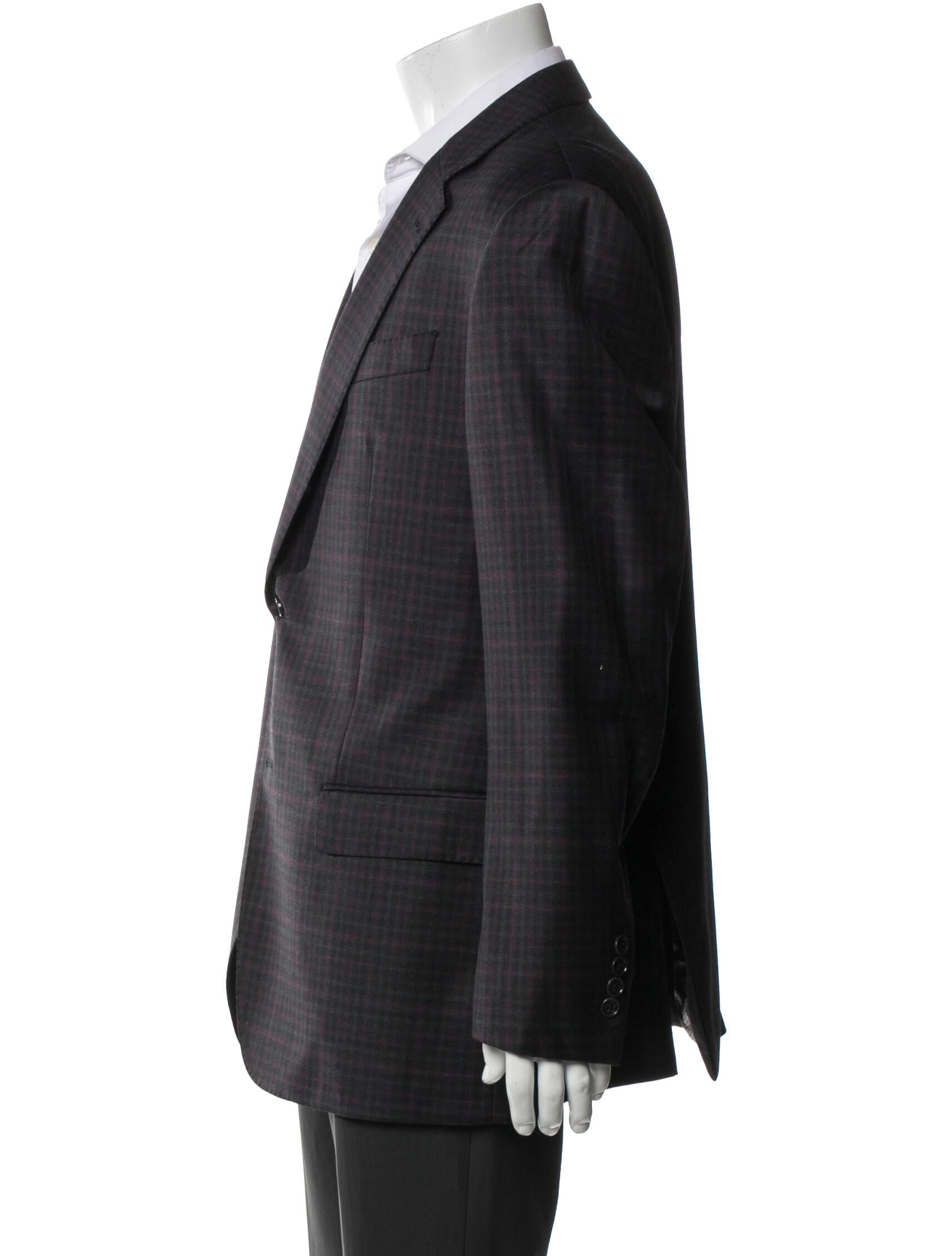 Emporio Armani Virgin Wool Plaid Print Blazer