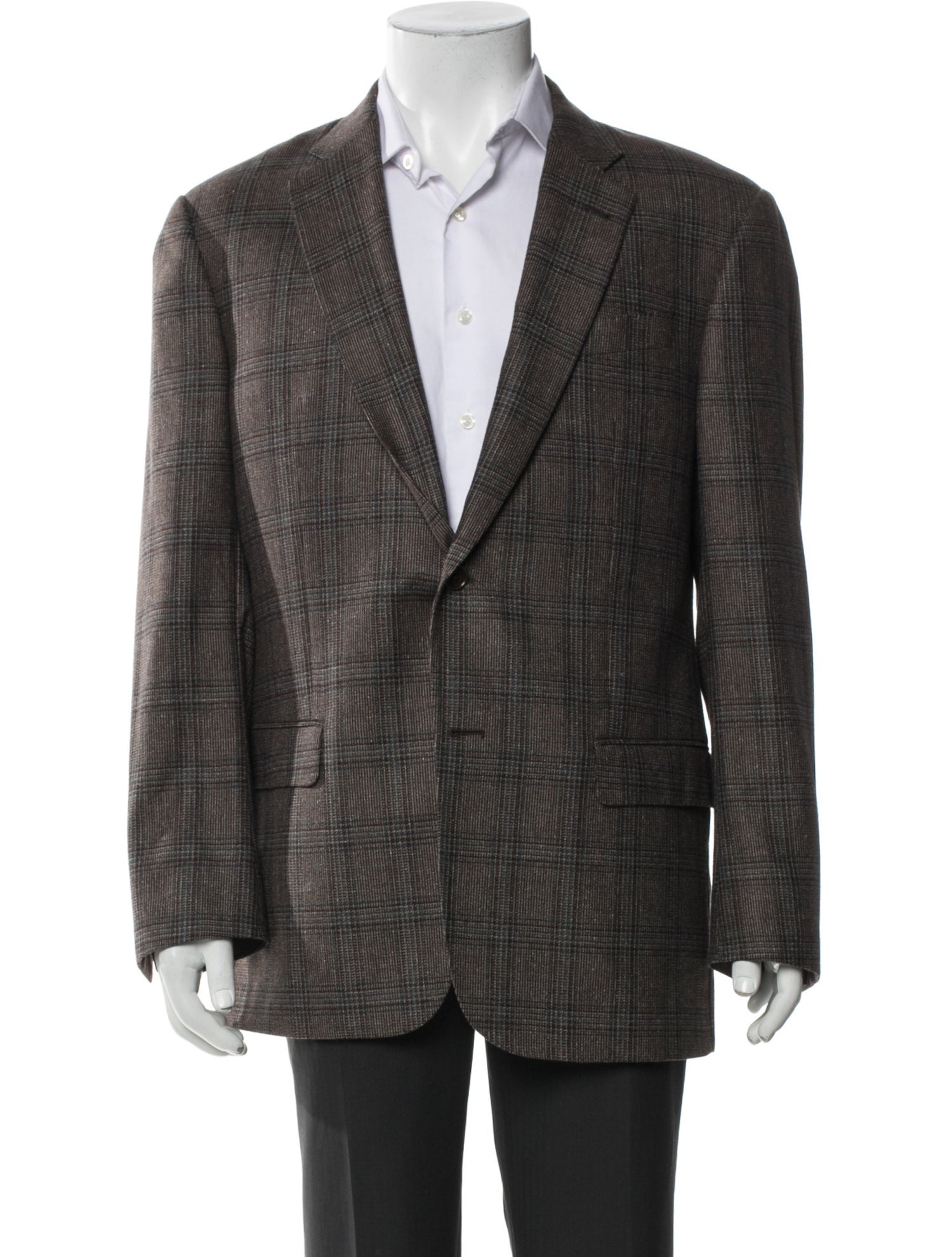 Emporio Armani Silk Plaid Print Blazer