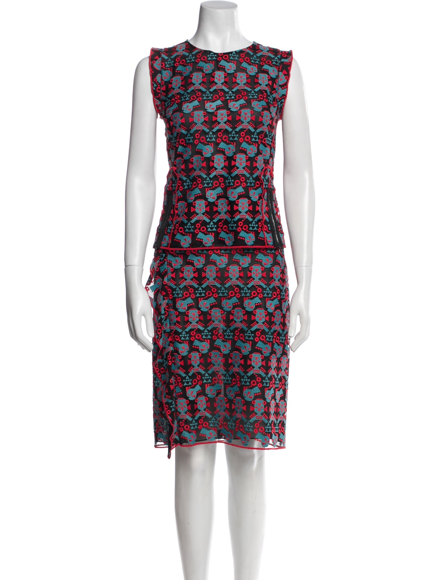Emporio Armani Printed Mesh Accents Skirt Suit