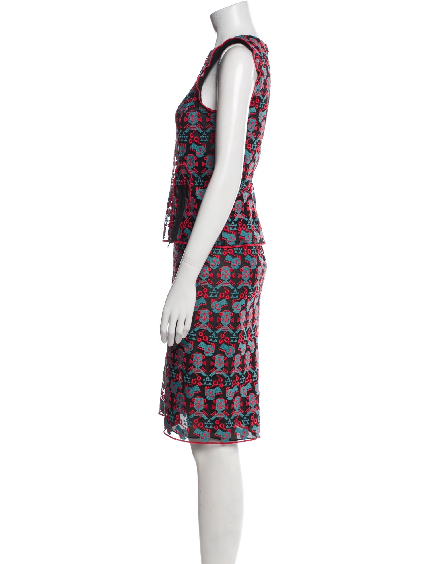 Emporio Armani Printed Mesh Accents Skirt Suit