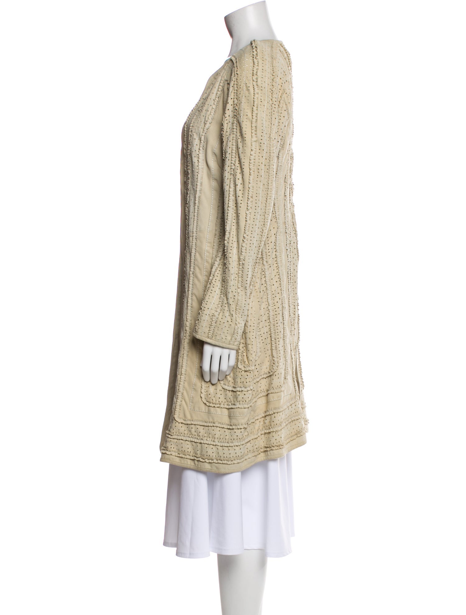 Emporio Armani Goat Leather Striped Coat