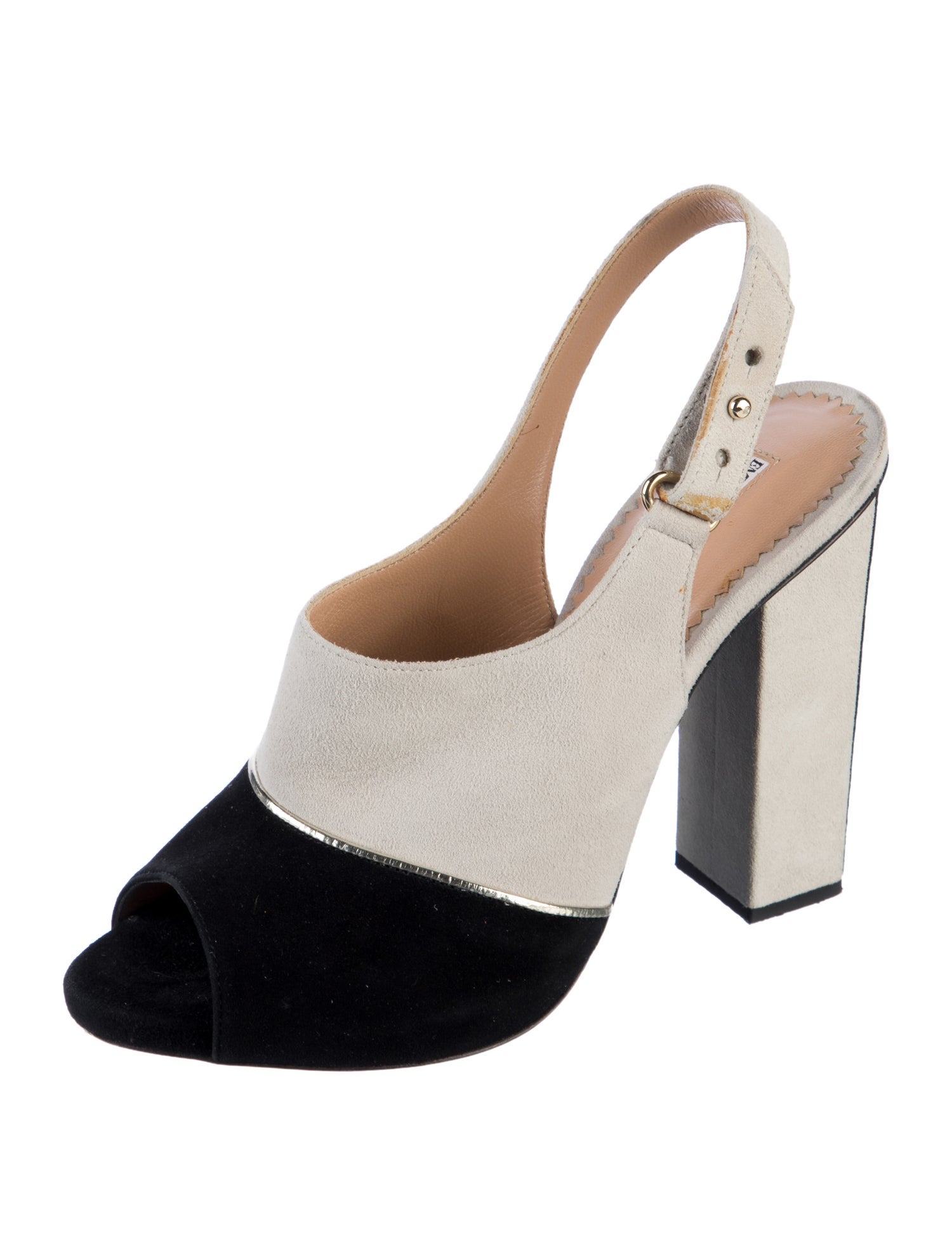 Emporio Armani Suede Colorblock Pattern Slingback Pumps