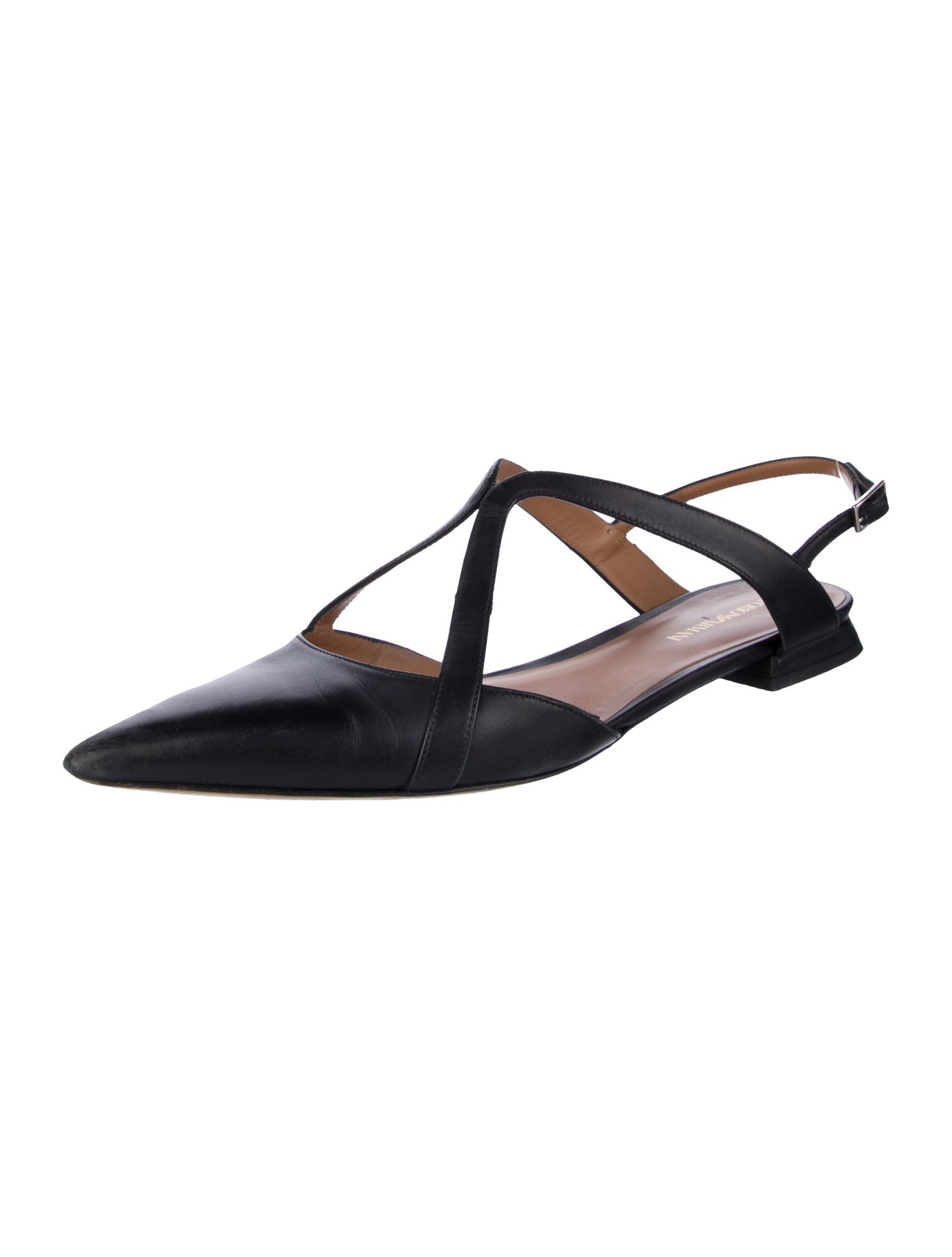 Emporio Armani Leather Slingback Flats