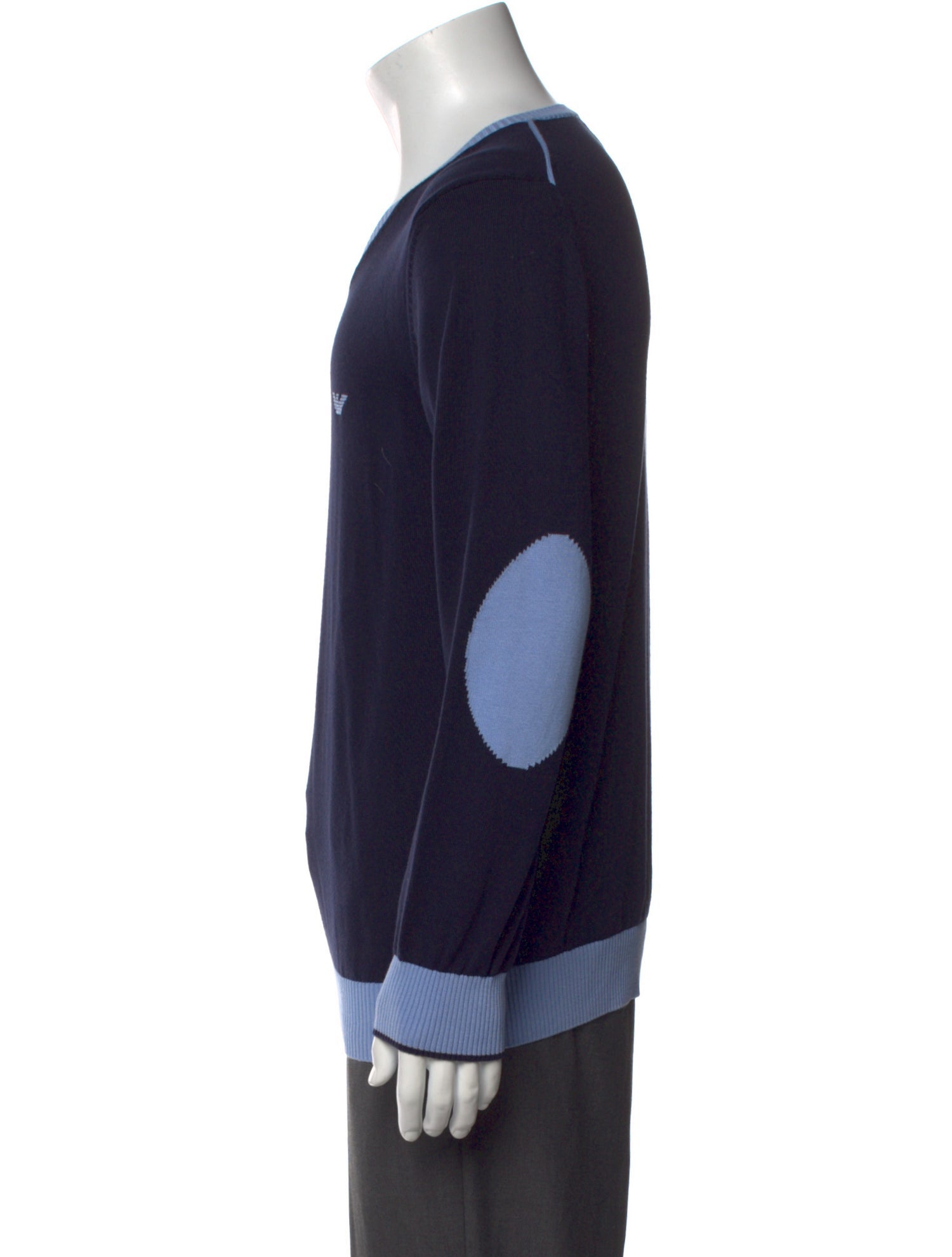 Emporio Armani Colorblock Pattern V-Neck Pullover