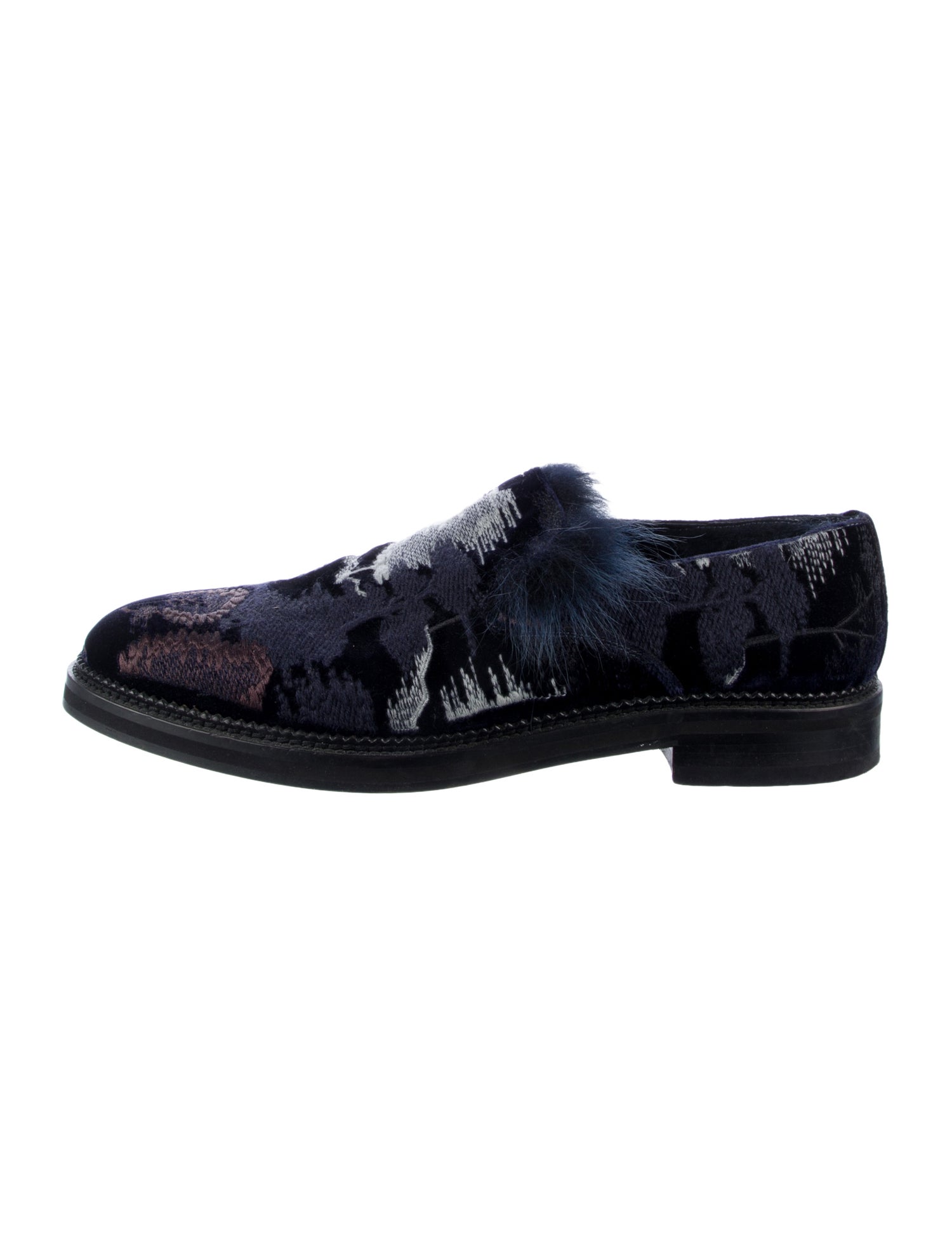 Emporio Armani Velvet Patterned Dress Loafers
