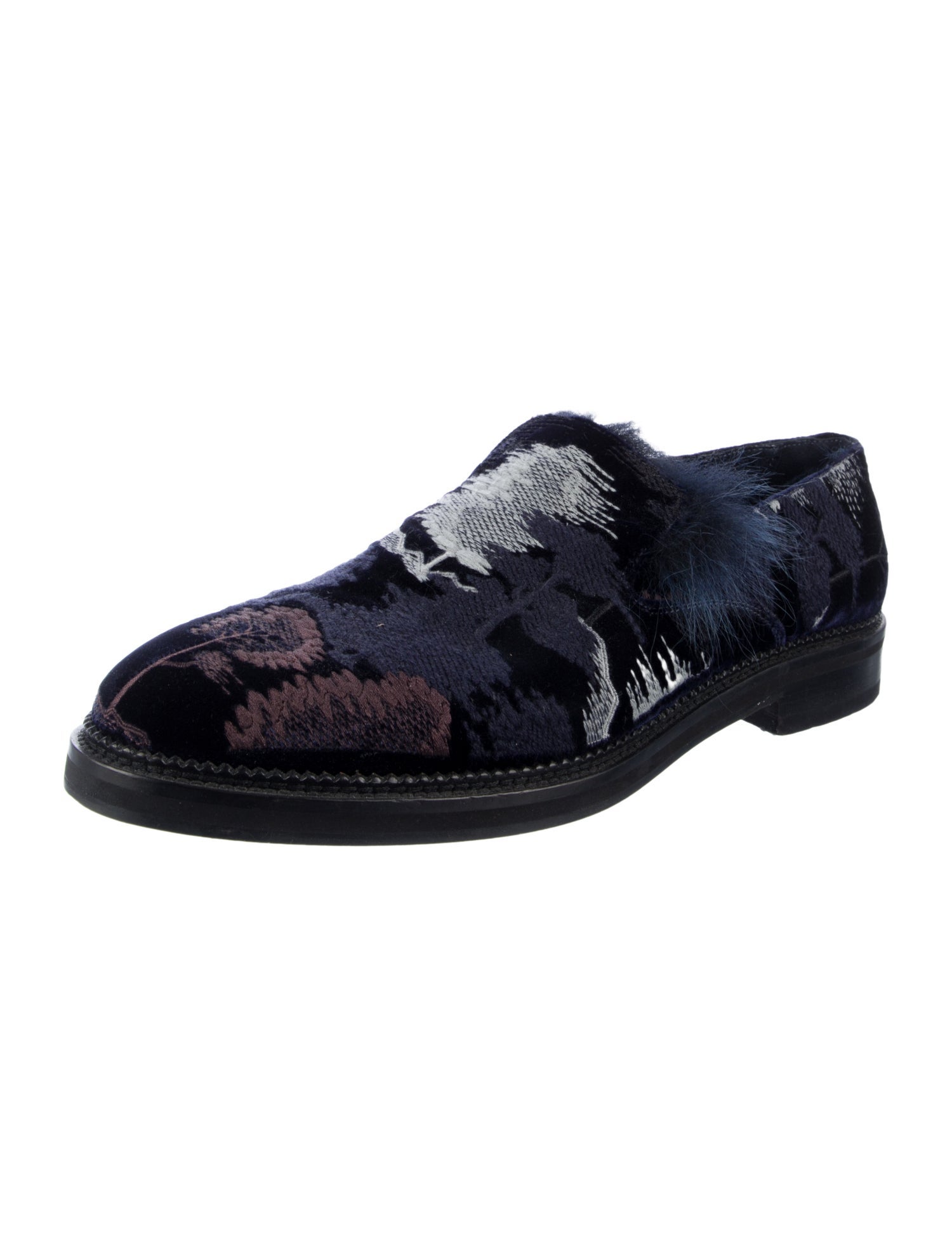 Emporio Armani Velvet Patterned Dress Loafers