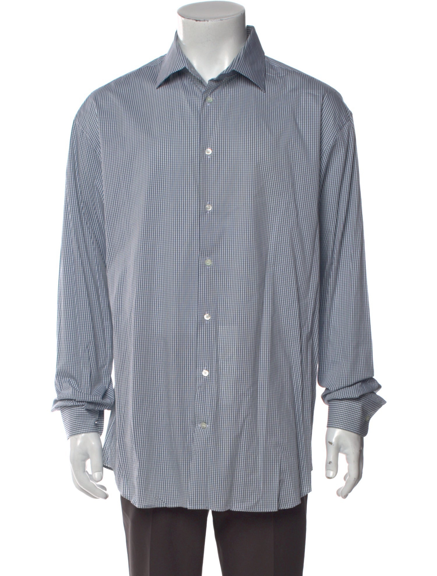 Emporio Armani Plaid Print Long Sleeve Dress Shirt