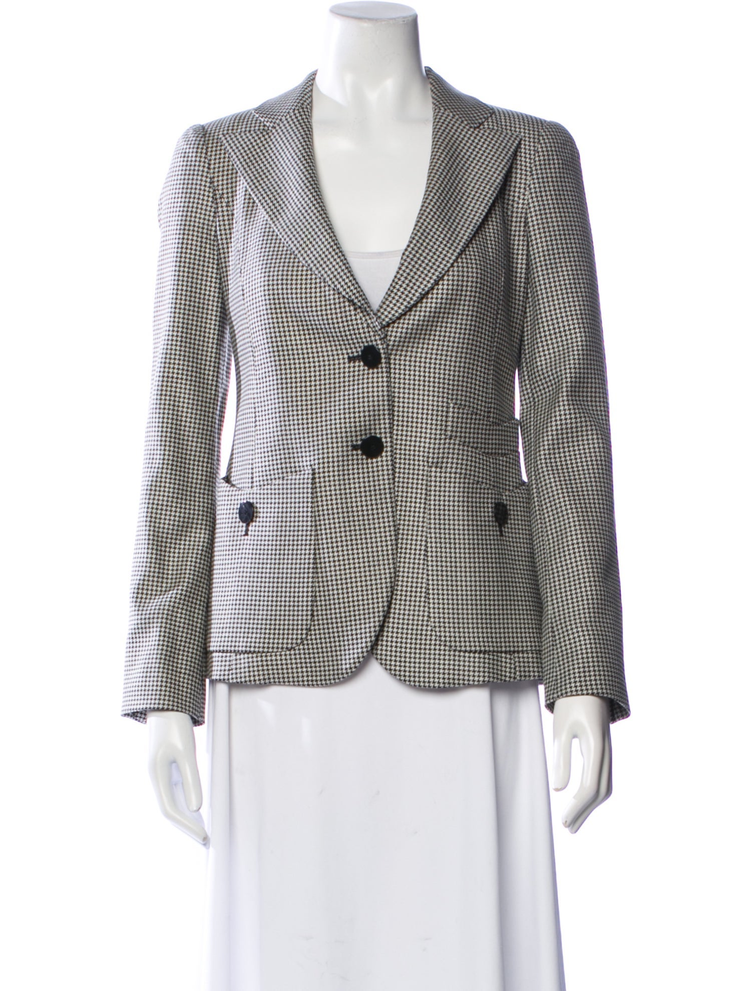 Emporio Armani Virgin Wool Plaid Print Blazer