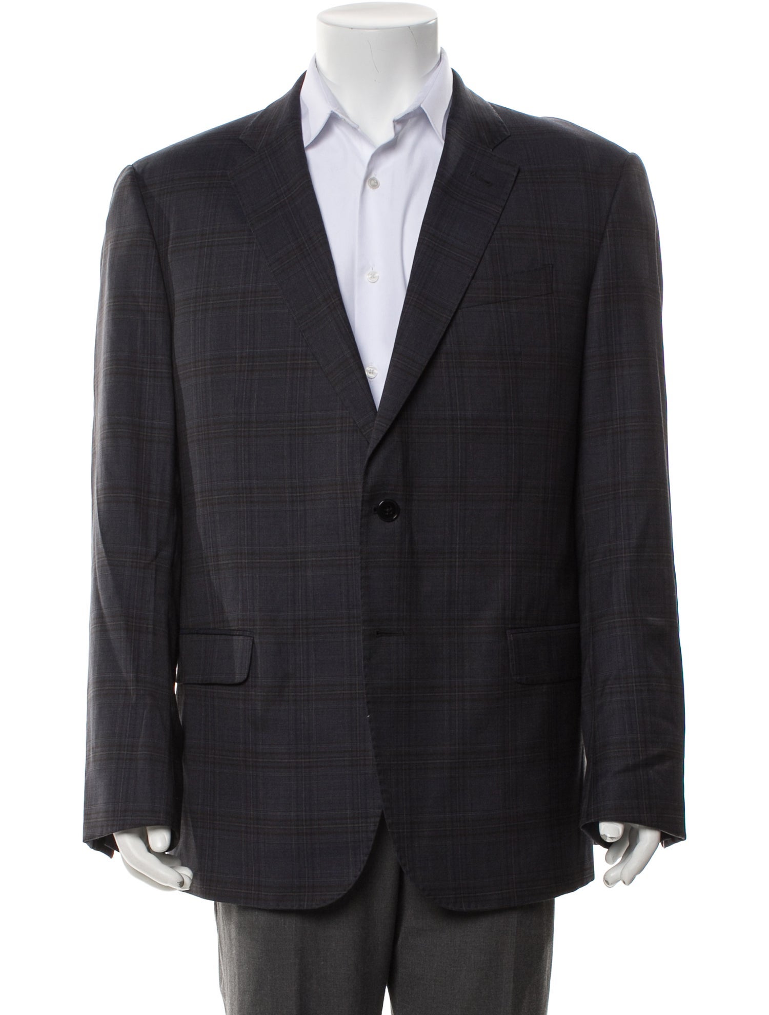 Emporio Armani Virgin Wool Plaid Print Blazer