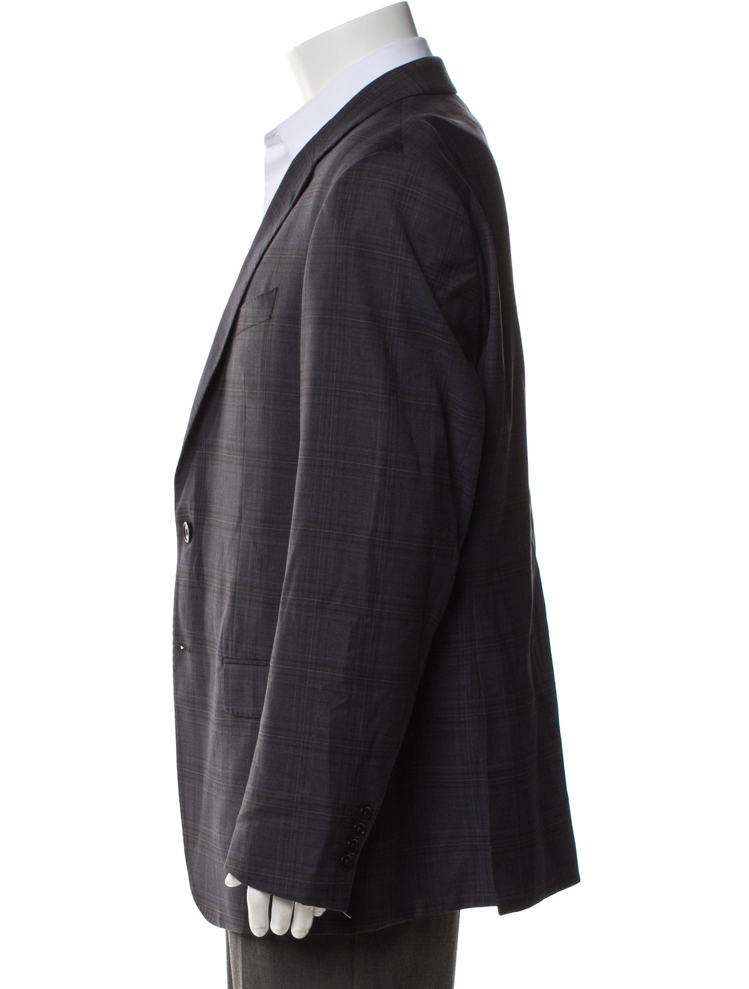 Emporio Armani Virgin Wool Plaid Print Blazer