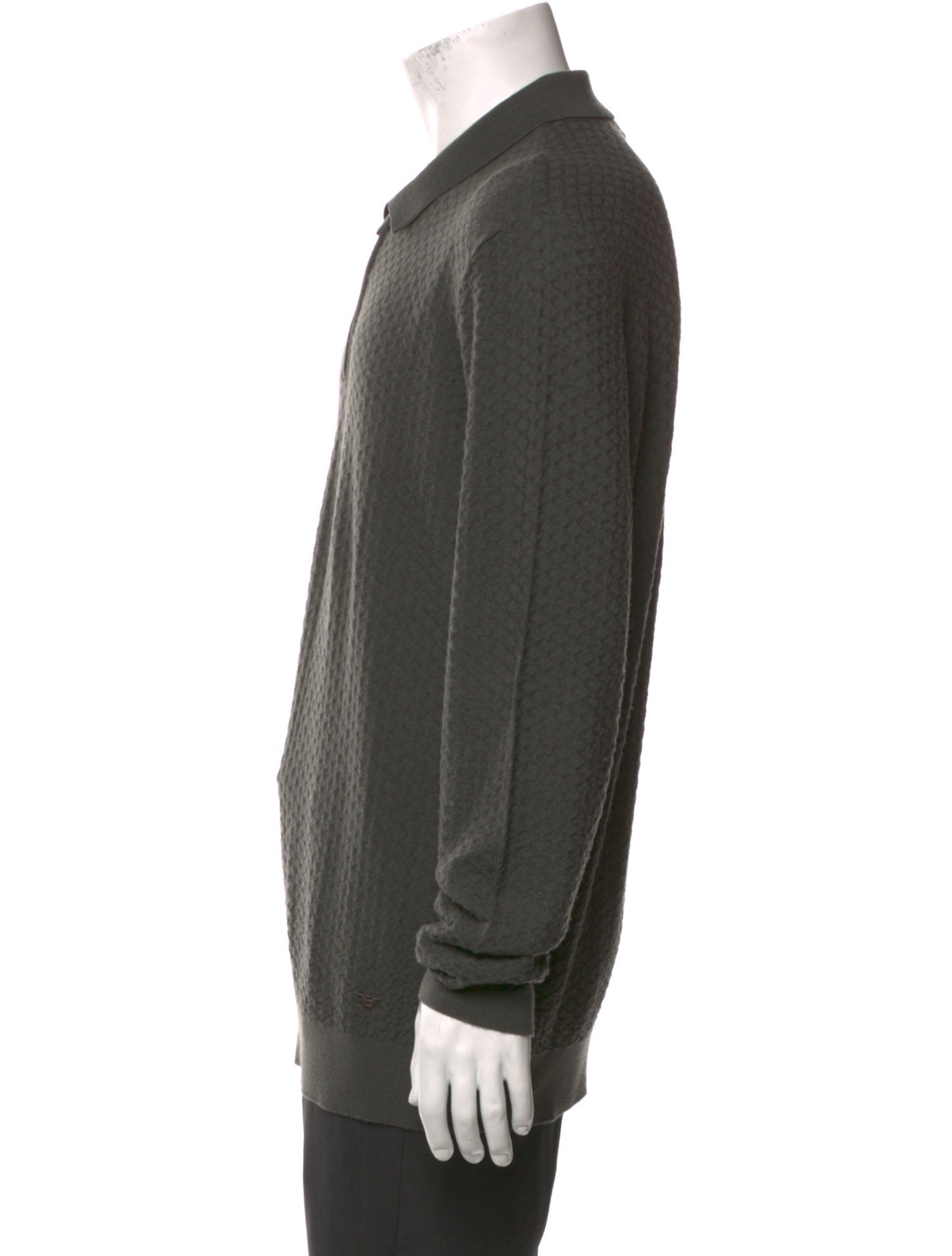 Emporio Armani Virgin Wool Collar Polo Sweater