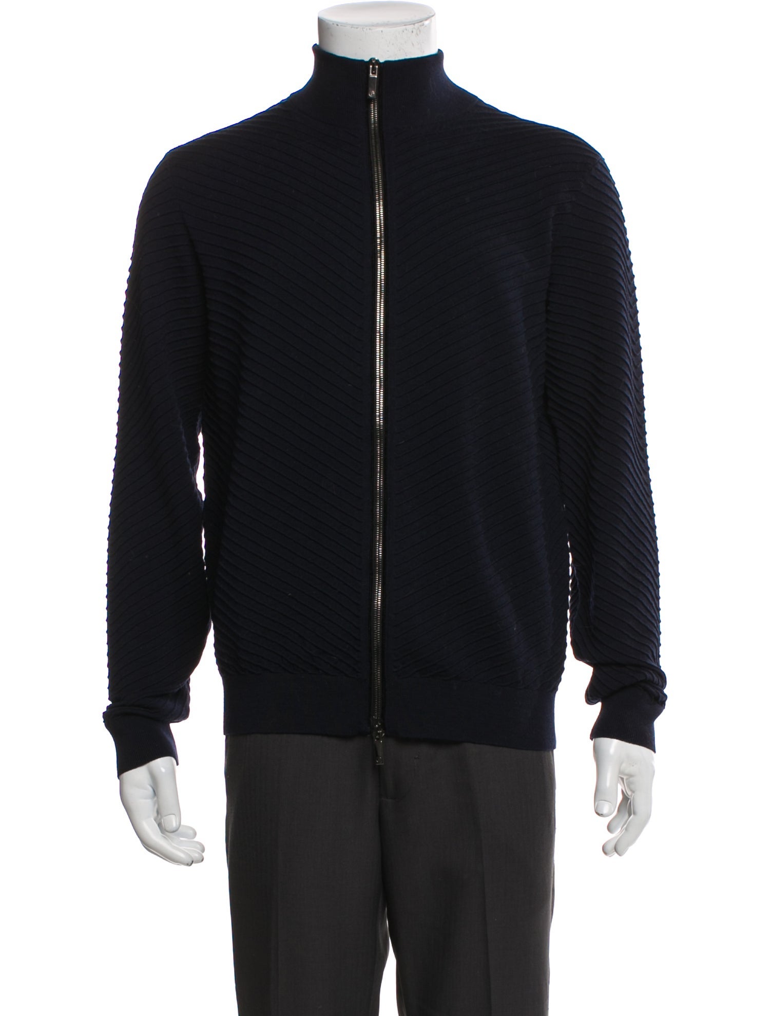Emporio Armani Virgin Wool Mock Neck Cardigan