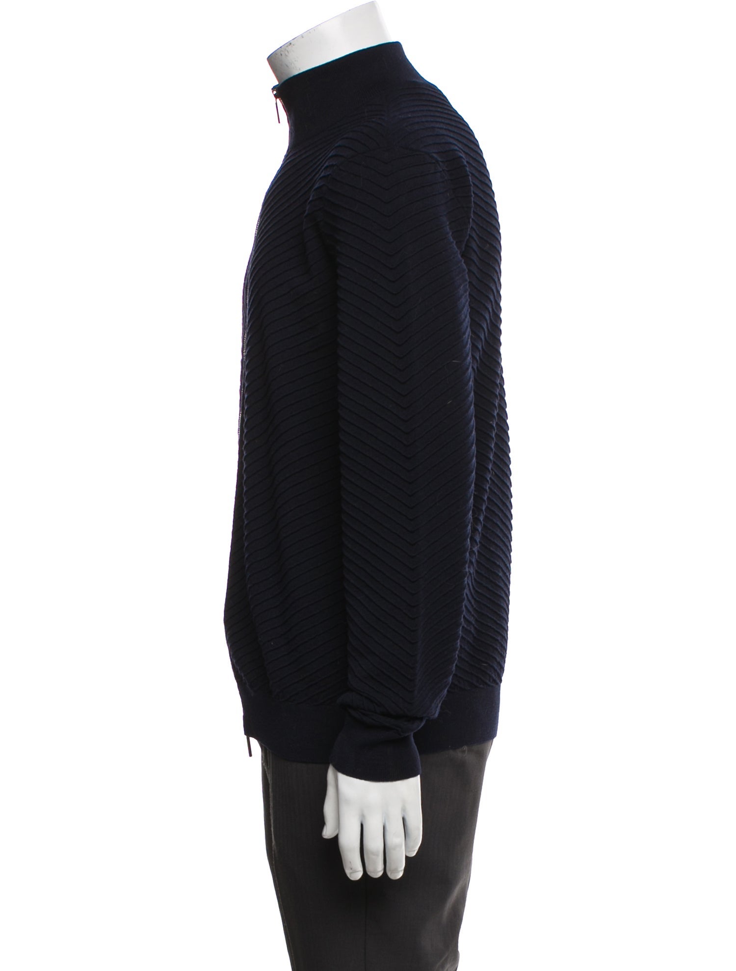 Emporio Armani Virgin Wool Mock Neck Cardigan