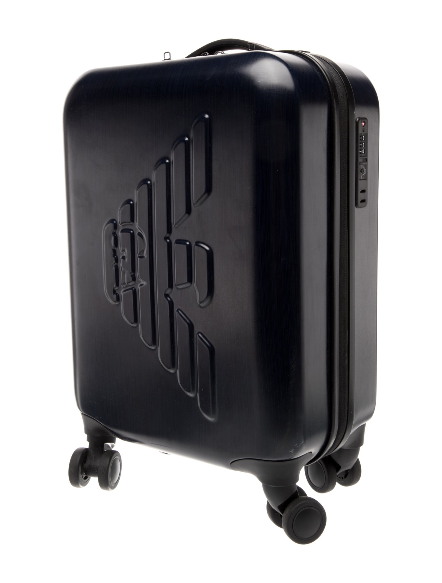 Emporio Armani Men's blue rolling suitcase