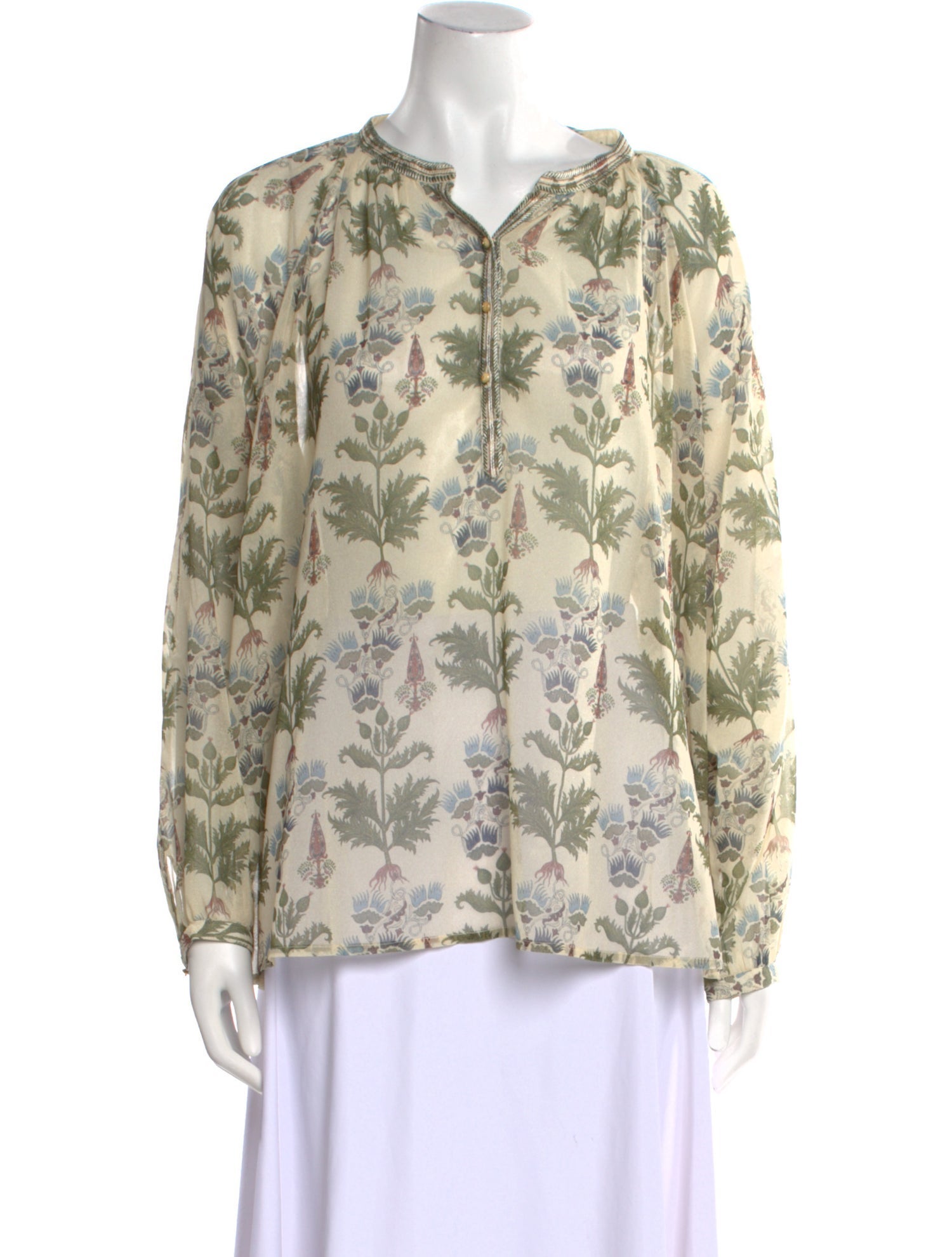 Emporio Sireneuse Floral Print V-Neck Blouse w/ Tags