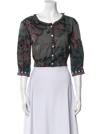 Emporio Sireneuse Floral Print Scoop Neck Crop Top