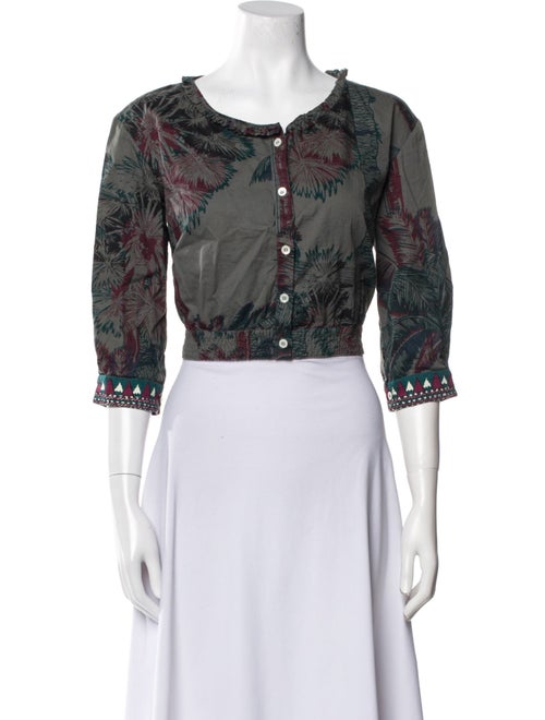 Emporio Sireneuse Floral Print Scoop Neck Crop Top