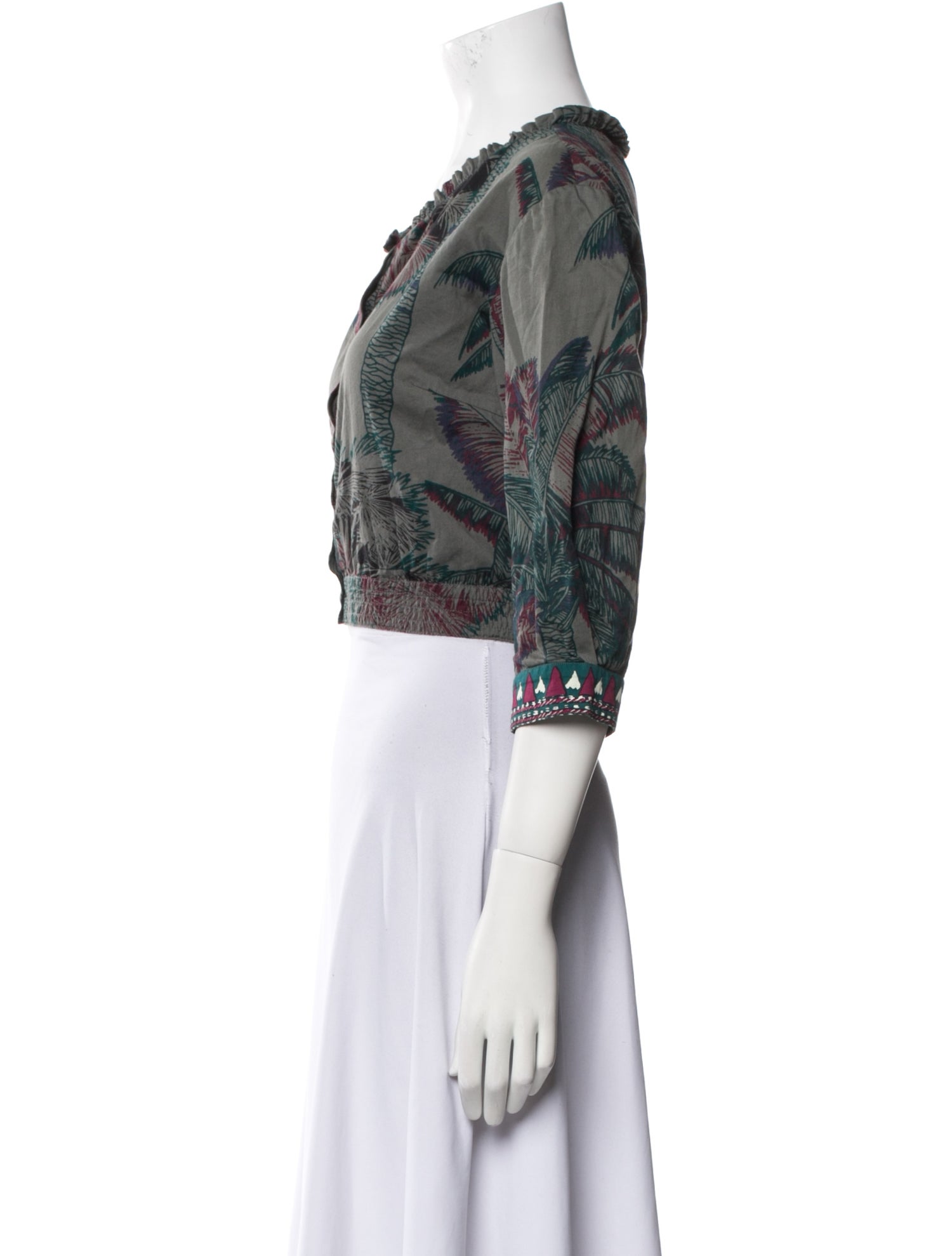 Emporio Sireneuse Floral Print Scoop Neck Crop Top