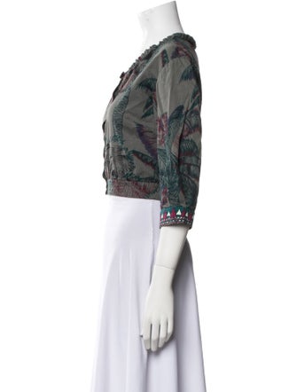 Emporio Sireneuse Floral Print Scoop Neck Crop Top