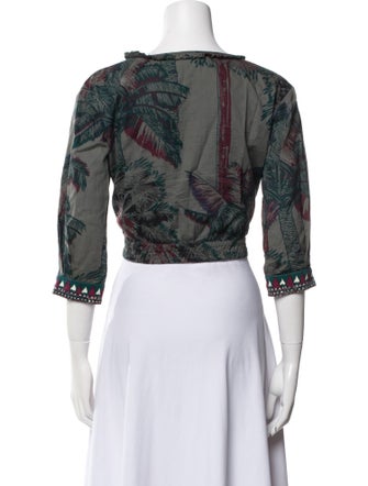 Emporio Sireneuse Floral Print Scoop Neck Crop Top