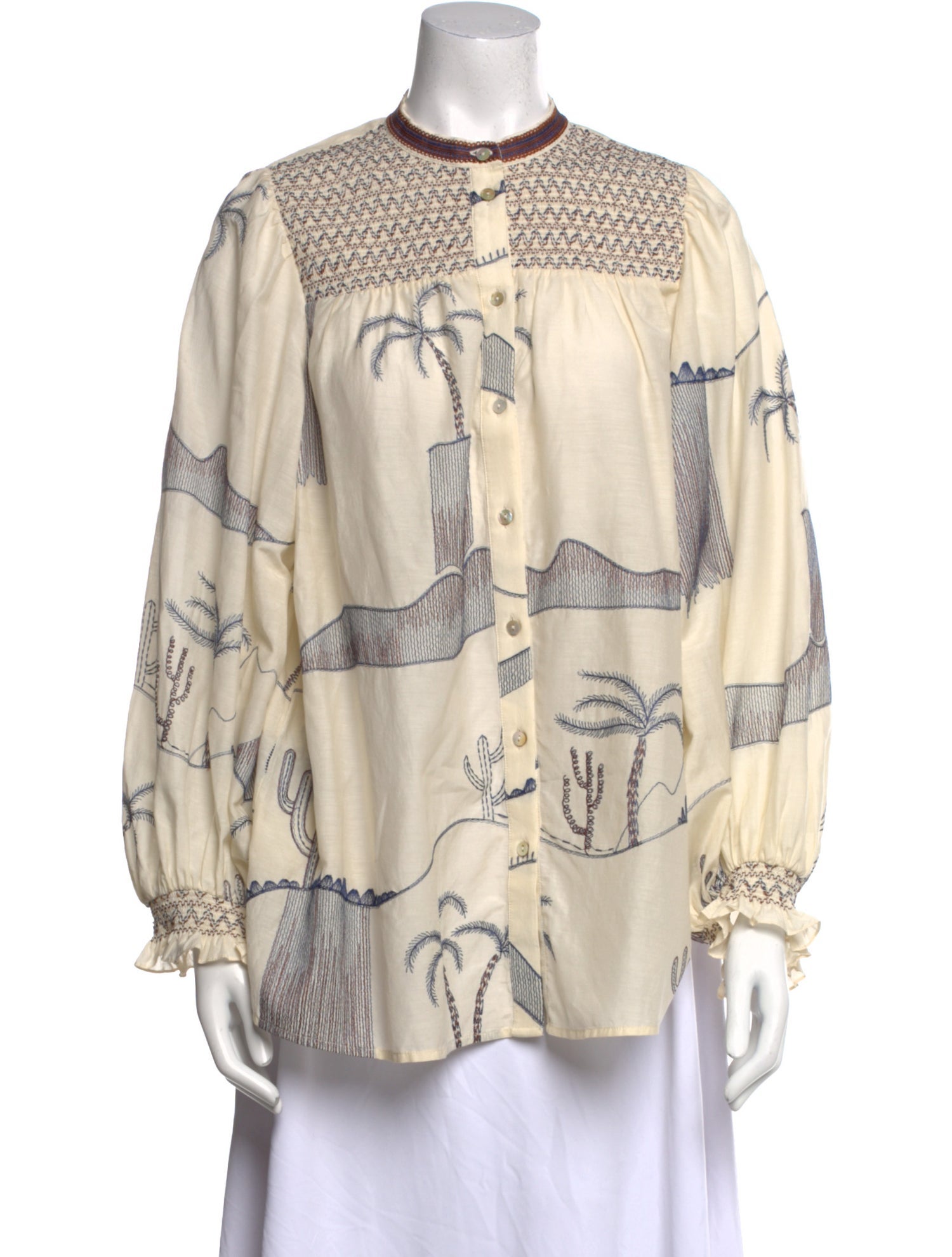 Emporio Sireneuse Printed Mock Neck Blouse