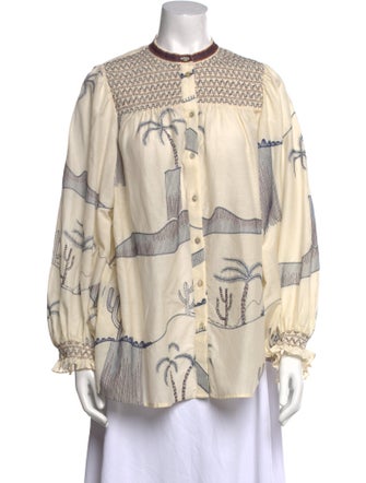 Emporio Sireneuse Printed Mock Neck Blouse