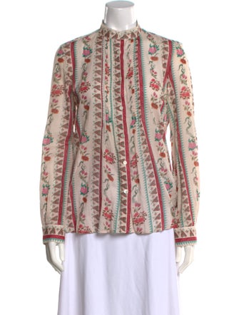 Emporio Sireneuse Floral Print Mock Neck Blouse