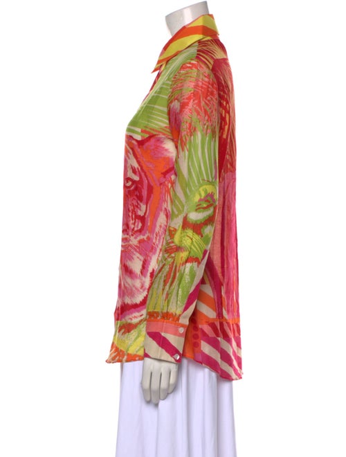Emporio Sireneuse Printed Long Sleeve Button-Up Top