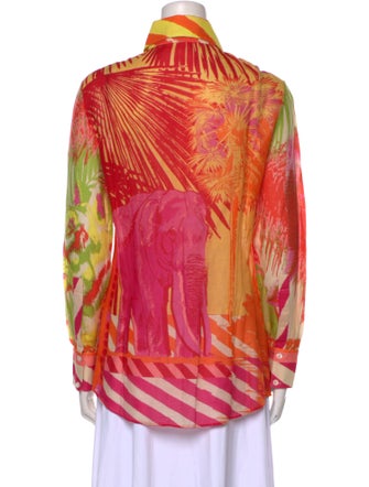 Emporio Sireneuse Printed Long Sleeve Button-Up Top