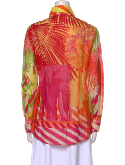 Emporio Sireneuse Printed Long Sleeve Button-Up Top
